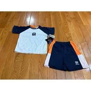 New vintage  Wilson Kids tennis  Colorblock Athletic Shirt and Shorts Set Size 7